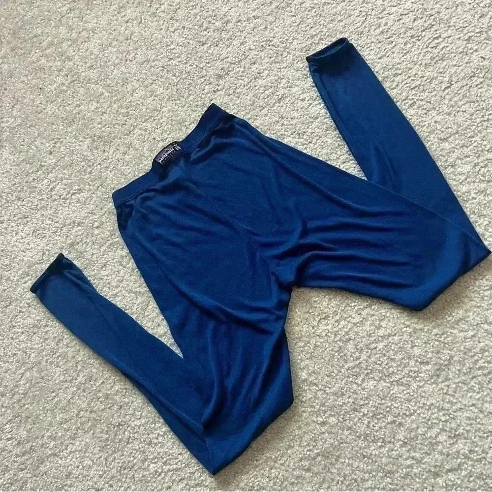 Patagonia Capilene Base Layer Leggings Blue Wm Sz Small Light Weight Polyester